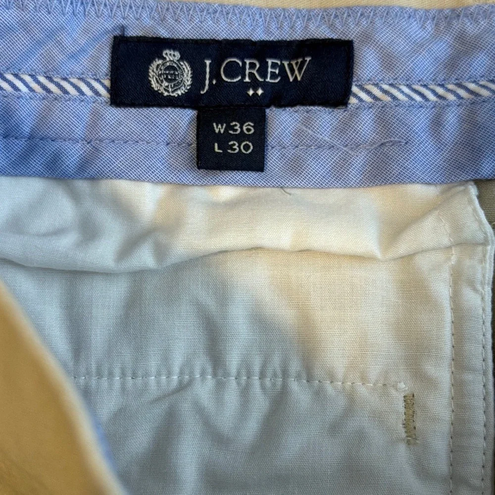 J. Crew Bedford Pant Mens 36x27 Khaki Tan Cotton Twill Straight Chino‎